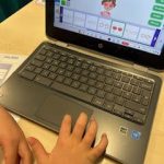 Student using a laptop