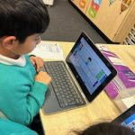 Student using a laptop