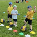 Students getting ready for sports day.